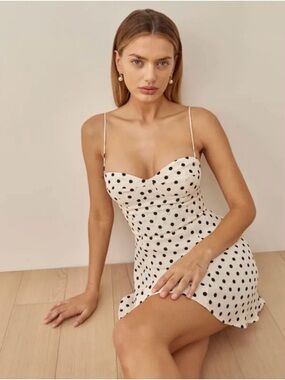 Reformation Saskia Polka Dot Mini Dress